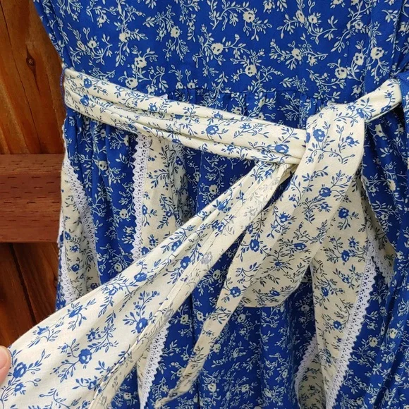 Vtg Like New Partners Please Blue Floral Dress w/ Matching Scarf Size XL/XXL - Picture 8 of 9